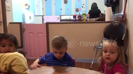 Little boy sings Sunday school songs like a boss.