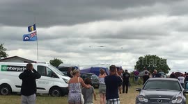 B-2 Spirit bomber and 2 F15's flypast at Riat 2017. amazing sight and a 1 off.