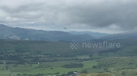 C17 Globemaster 3 first ever low level flight in the Welsh valleys of North Wales.