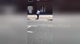 Drunk Guy Fighting With Flip Flops