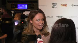 Emily Atack interview by celebrities TV at the Lies We Tell Film Premiere, London, UK