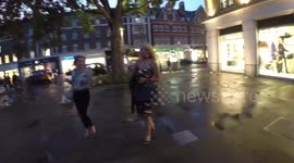 Amber Dowding arrives and departs the Keeping up with the Kardashians TV show 10th anniversary special screening