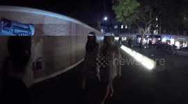 Georgia Toffolo  arrives and departs the Keeping up with the Kardashians TV show 10th anniversary special screening