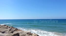 Sunny day at the Mediterranean beach in