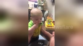 Baby with hearing loss hears his father's voice clearly for first time