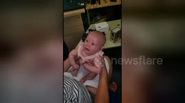 Newsflare Edit - Deaf baby hears for the first time with hearing aids