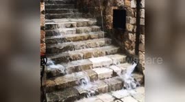 Newsflare Edit - Torrential rain downpour on holiday in Dubrovnik, Croatia