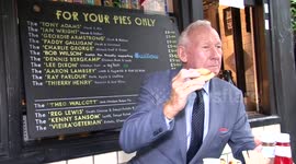 Arsenal legend Bob Wilson enjoys taste of his very own pie
