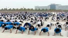 Thousand of people perform push ups creating world record