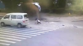 Woman and toddler drop out of minibus after crash