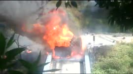 Gas cylinders explode turning truck into massive bomb