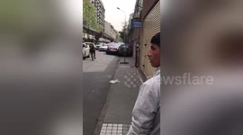 Driver fleeing police smashes into parked cars