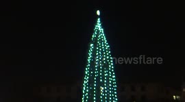 Christmas tree's lights switching on at Trafalgar square, London 2016