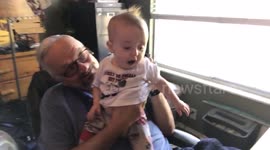 Baby loves grandpa more than mum