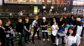 Tigh-z boy band giving stuff away after concert in dotonbori Osaka Japan