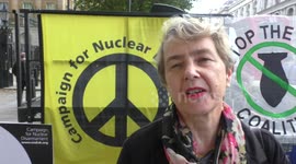 Kate Hudson of CND protest No Nuclear War, Downing Street, London