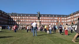 Madrid main square turns green
