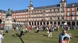 Madrid main square turns green