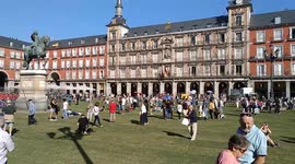 Madrid main square turns green