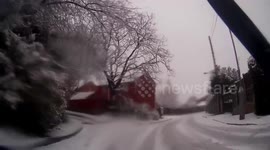 Bike to work in the snow. Lancashire to Cheshire