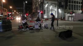 Buskers rocking it at Tottenham Court Road London