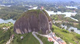 Colombia's most eye-catching monolith: Tourists can scale the 650ft Rock of Guatape and see the most amazing views