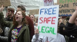 Pro-Choice campaigners gather outside Irish embassy in London