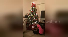 Newsflare Edit - Mini Santa so happy for christmas