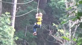 Zip wire Adventure.  Person on a Zip Wire.