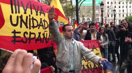 Far right anti-independence demonstrators destroy Catalan flag