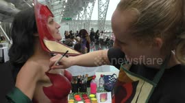 Venice Marshall MUA showcases her latest bodypaint at Couture Body Painting Competition at The Olympia Beauty show