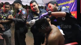 Tourist covered in blood after 'being attacked with bottles'