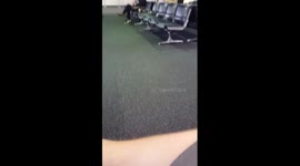 Drunk lady tumbles at LAX