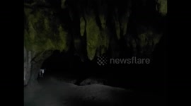 España. Spain. Asturias. Colombres-Llanes. Inside cave with stalactites. 2015