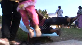 Rescue of a toddler who was nearly run over on the playground slide