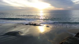 Sun setting on la jolla beach