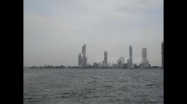 Colombia. Cartagena de Indias. Skyline from boat, desde el barco. 2014