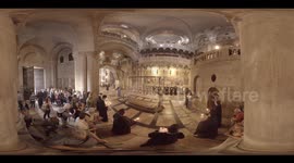 Church of the Holy Sepulchre: Mass at the Stone of the Anointing. Also called the Church of the Resurrection by Eastern Christians