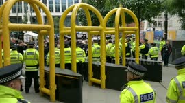 Protesters outside May's speech
