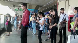 Commuters on Bangkok's BTS  Skytrain system