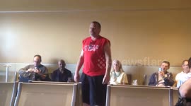 Drunk guy singing in smoking area Atlanta airport