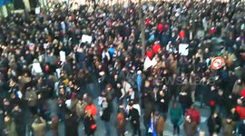 Aerial video of Paris Charlie Hebdo March on January 11, 2015 (#1)