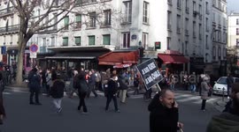 Millions of people gathering on streets heading towards Paris Charlie Hebdo anti-terrorism March