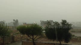 Lightening strikes very close during thunderstorm in Malta