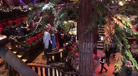 Christmas carol singers at Clifton's restaurant in Los Angeles