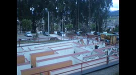 Colombia. Zipaquirá.  Human lab rat, labyrinth. Rubén haciendo de rata de laboratorio en laberinto. 2014