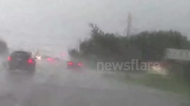 CLOSE UP OF A LIGHTNING STRIKE IN TEXAS