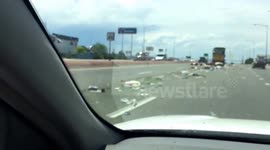 Rubbish Spilled From Truck On Highway 50