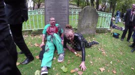 Mermaid Zombie and other zombies in graveyard