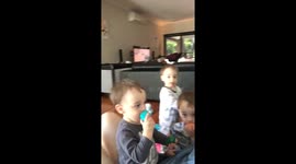 Triplets Feed Daddy